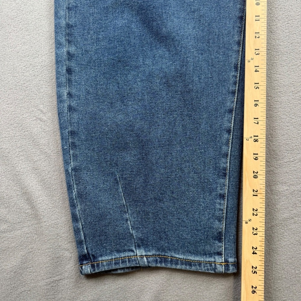 Indigo Poppy Elastic Waist Barrel Leg Jeans Medium Wash Size 12 EUC - Picture 8 of 12